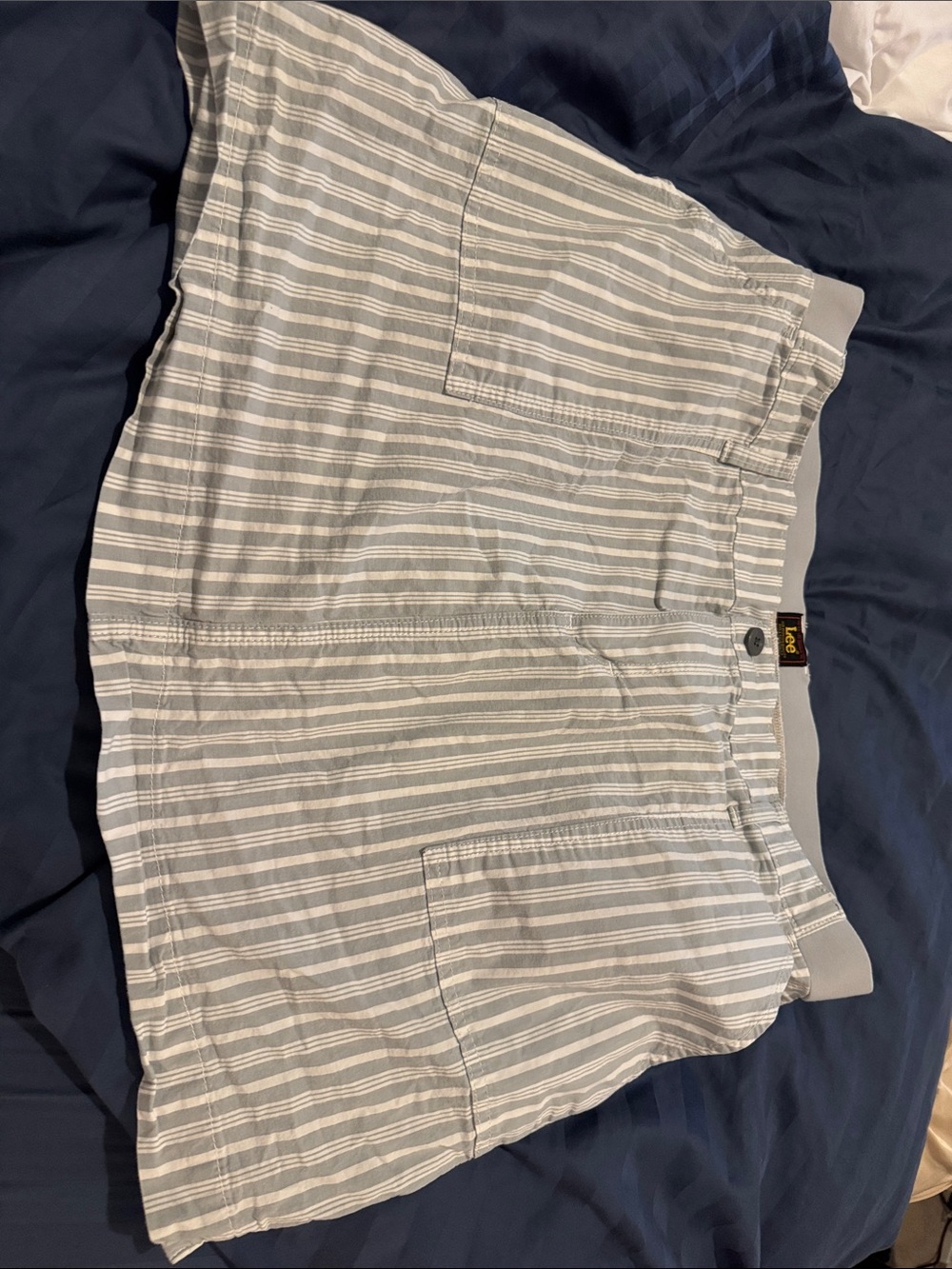 Lee Women’s Gray and White Striped Flat Front Shorts